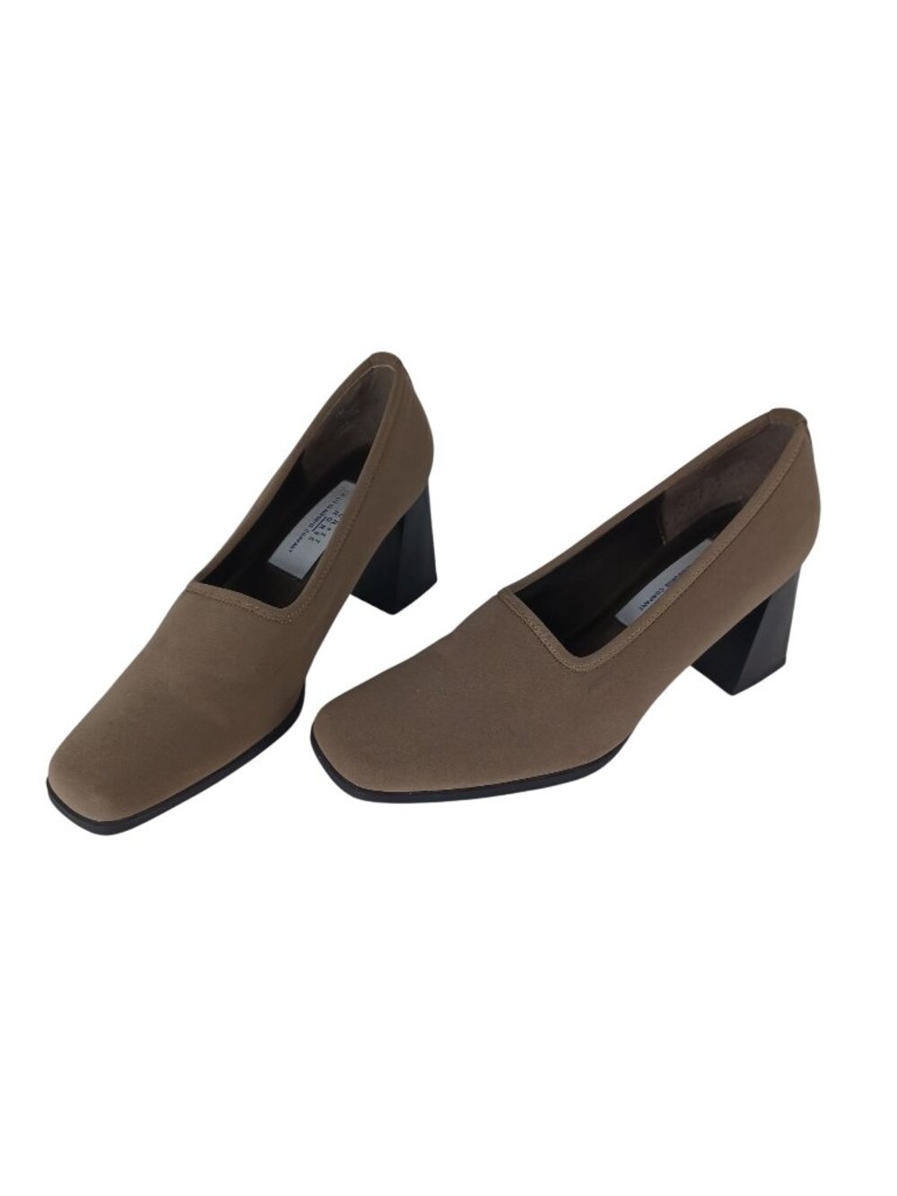 Liz Claiborne Shoes Block Square-Toe Heels Chunky Taupe Pump Womens Size 7M